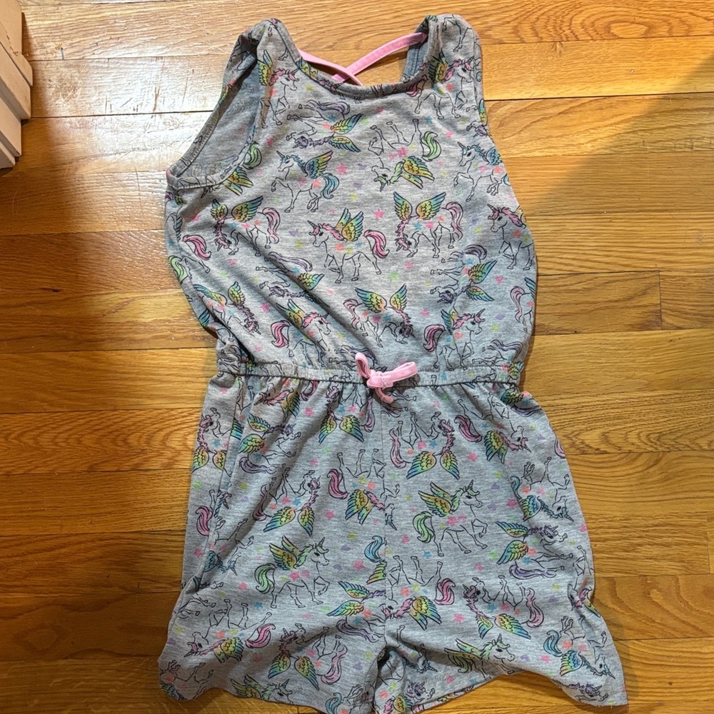 Freestyle Gray Unicorn Print Romper